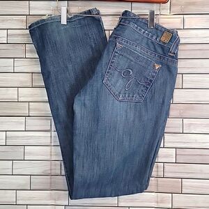 Guess blue denim bootcut jeans distressed Women's Size 29 (Measured 32)
